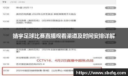 靖宇足球比赛直播观看渠道及时间安排详解